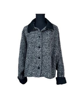 Weave of the Irish Gray Black Wool Boucle Jacket Blazer Ireland Size L